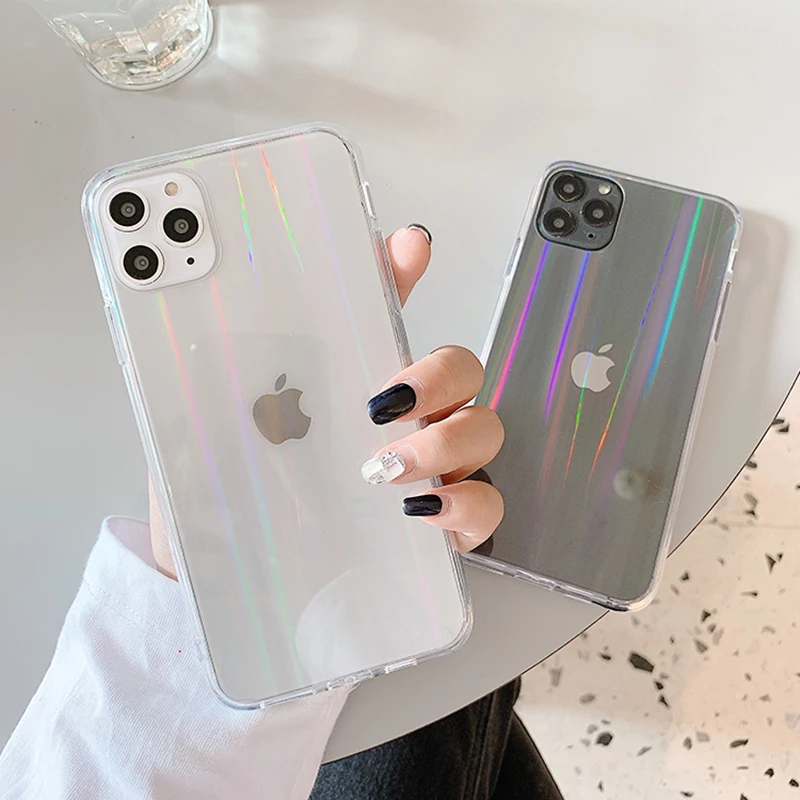 Градиентный Радужный лазерный чехол Aurora для телефона iphone 12 11 Pro Max X XR XS 6S 7 8 Plus