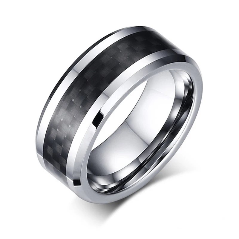 Bague en carbure de tungstène pour hommes, bague incrustée, alliance de travailleurs du carbone, cadeau de fête unisexe, bijoux fantaisie