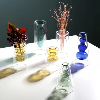 

Nordic Decoration Home Modern Transparent Hydroponic Glass Vase Living Room Decoration Wedding Vase Flower Vases for Homes