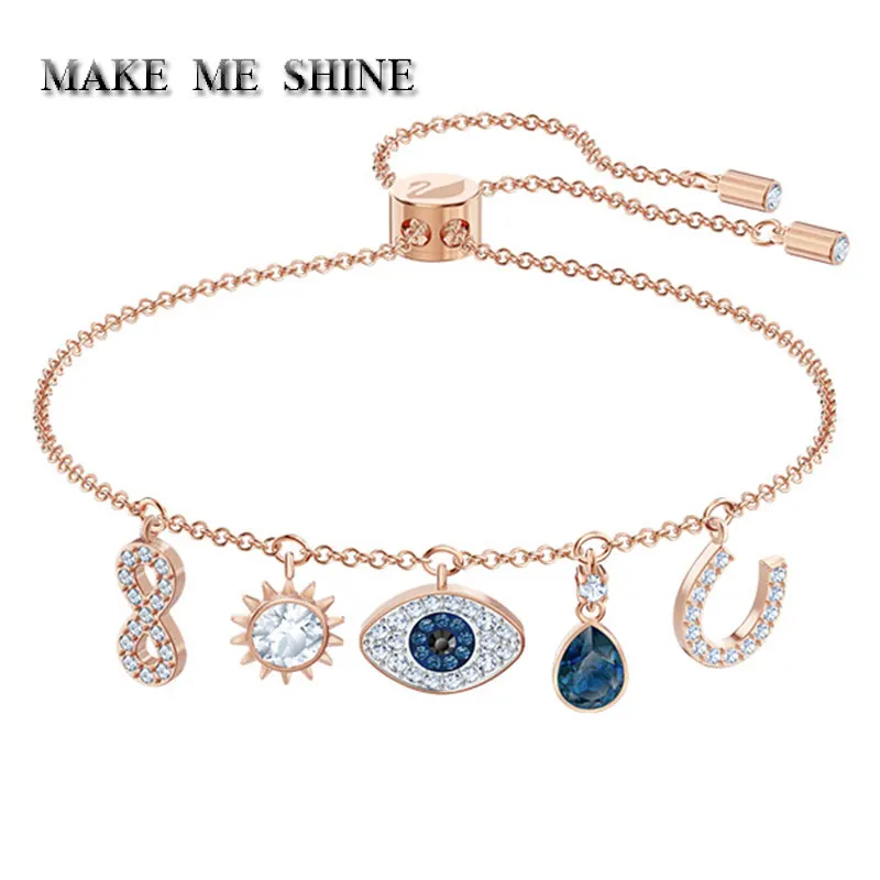 Высокое качество дьявольский глаз браслет с дизайном «солнце» женский цифровой 8 кристалл элегантный ручной цепи SWA ключицы ожерелье Элегантный Рождественский подарок