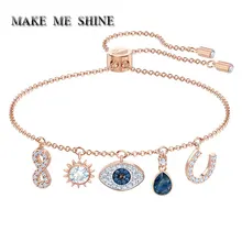 Высокое качество дьявольский глаз браслет с дизайном «солнце» женский цифровой 8 кристалл элегантный ручной цепи SWA ключицы ожерелье Элегантный Рождественский подарок