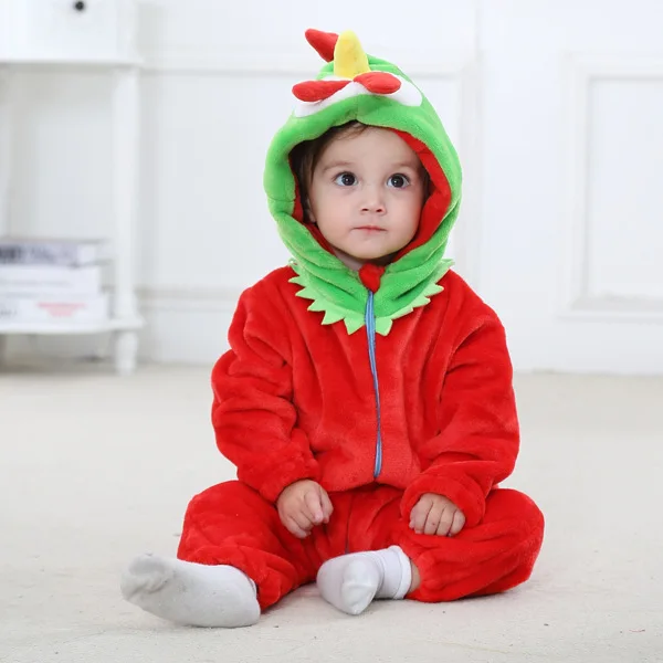 Зимняя одежда для малышей, фланелевая одежда для маленьких мальчиков, пижамы с единорогом из мультфильма, комбинезон для малышей, теплые комбинезоны для новорожденных - Цвет: Chicken