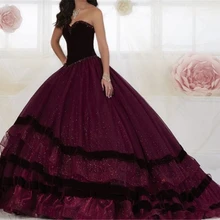 Сверкающие Блестящие Блестки Бисероплетение Бальные платья фиолетовое милое декольте Многоуровневое с открытой спиной vestidos 15