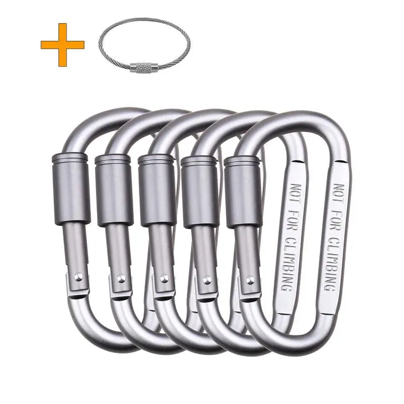 

Aluminum alloy D Ring Clip D Shape Super Durable Strong and Large Carabiner keyring Keychain Clip for Outdoor Camping Key Chain