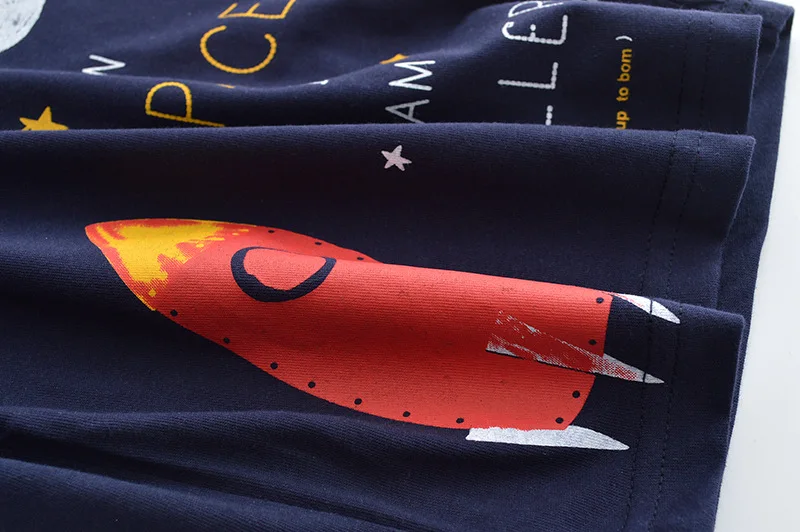 Модные короткие футболки из хлопка для мальчиков 2-7 лет, футболка с изображением вселенной, ракеты, Луны, звезд, звездного неба, космоса, простой чертеж линии