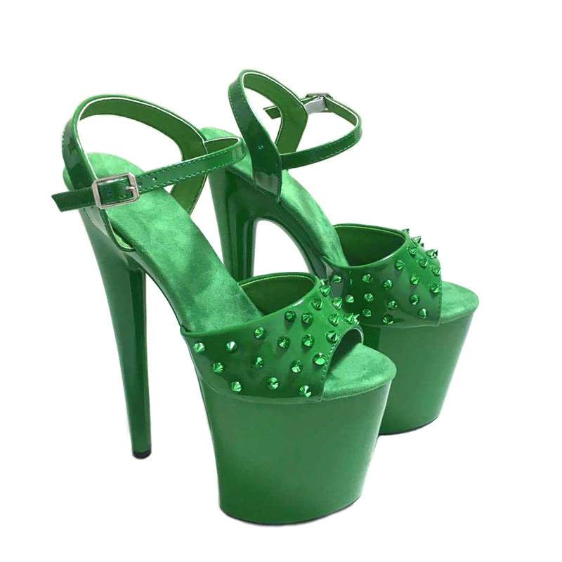 

Leecabe Sexy Pole Dancing sandal Shoes 20 CM High Heels Shoes Pretty Green Platform Thin Heels Sandals Shoes