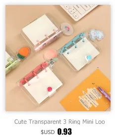 Cute Transparent Mini Loose-leaf Notebook Creative Portable Pocket Hand Book 3 Ring Binder Kawaii School Supplies Stationery