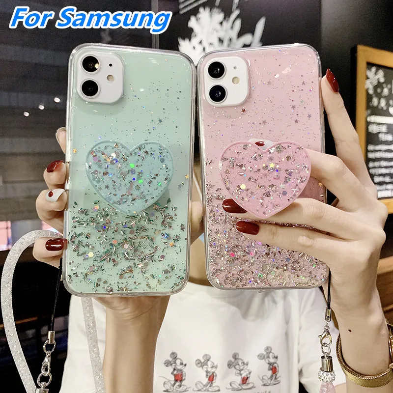 С сияющими блестками чехол для телефона Samsung Galaxy A91 A71 A51 A11 A21S A01 A10S A20E A8 Мягкий