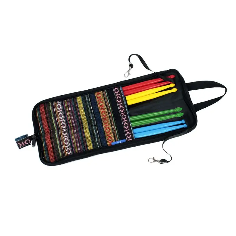 

Portable Folk Style Knitted Drum Stick Gig Bag Waterproof Drumsticks Storage Case Holder with four Nylon drum stick
