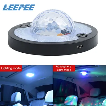 

LED Car Interior Reading Light Voice Control Rhythm Atmosphere Light Disco Magic Stage Effect Lights Roof Magnet Ceiling Lamp