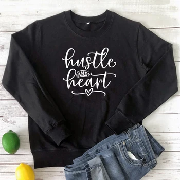 

Hustle and Heart Sweatshirt Aesthetic Casual Letter Print Women Clothing Fashion Stylish Girl Long Sleeve Jumpers Dropshipping
