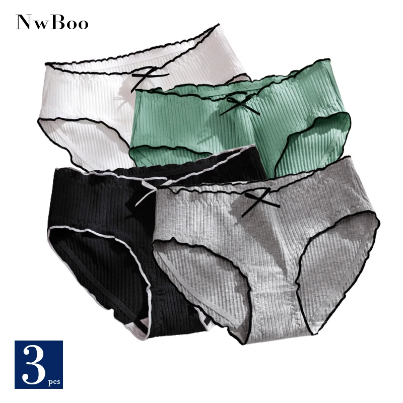 3 шт. женские хлопковые трусики со средней посадкой | Женская одежда