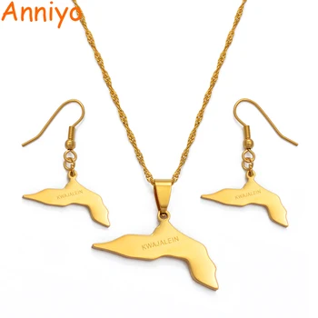 

Anniyo KWAJALEIN Map Jewelry sets Necklace Earrings Jewelry sets for Women Gold Color Ethnic Jewellery Gifts #041921