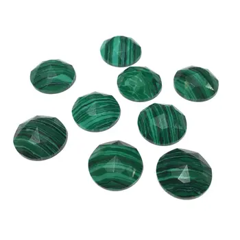 

Natural Stone Malachite Cabochon Beads Faceted Flat Back Round No Hole Loose Beads For jewelry making DIY Ring accessories