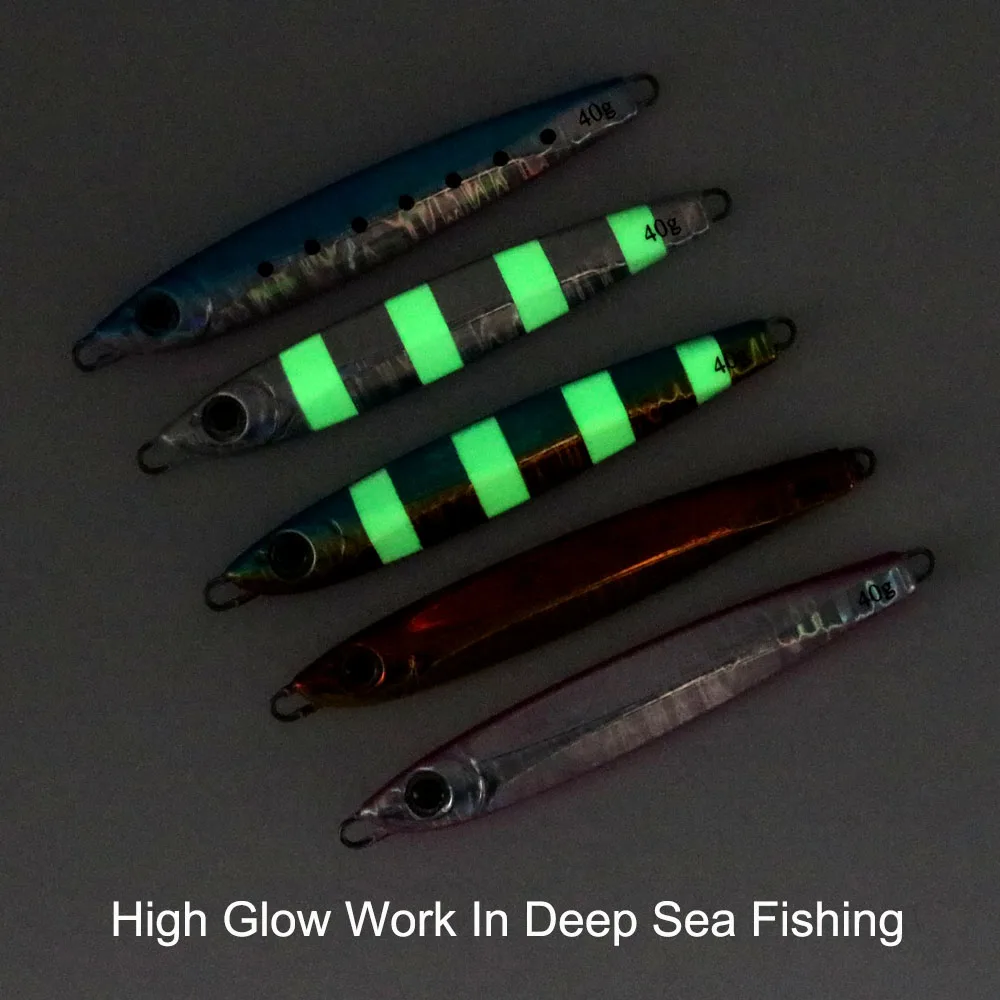CASTFUN Slow Jig Casting Jig 10g 20g 30g 40g 60g 1pc Artificial Bait Fishing Jigging Metal Jig Fishing Lure Glow