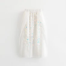 Женская юбка с блестками, Женский Белый сарафан миди, элегантная Новая мода для женщин