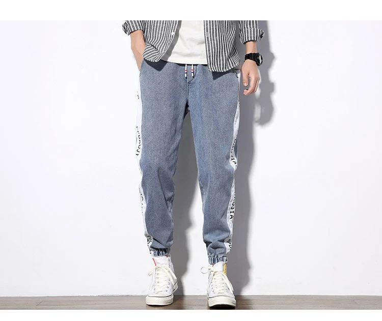 M-5XL Men Jeans Pants Casual High Quality Denim Pants Men Vintage Casual Autumn Plus Size Print Patchwork Denim Jeans