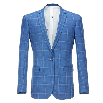 

2020 Autumn Blue Plaid Blazer Vestidos De Novia Slim Fit Business Veste Homme Costume Mens Office Check Jacket