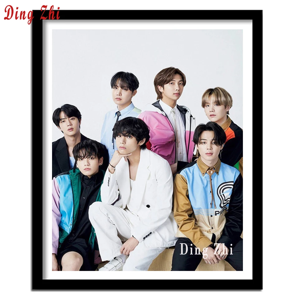 Алмазная картина Kpop Bangtan Boys 5D &quotсделай сам&quot квадратная круглая вышивка