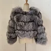 BEIZIRU  Real  Raccoon  Silver Fox Fur Detachable Sleeve Coat Natural Winter Women  Length 50 cm ► Photo 3/6