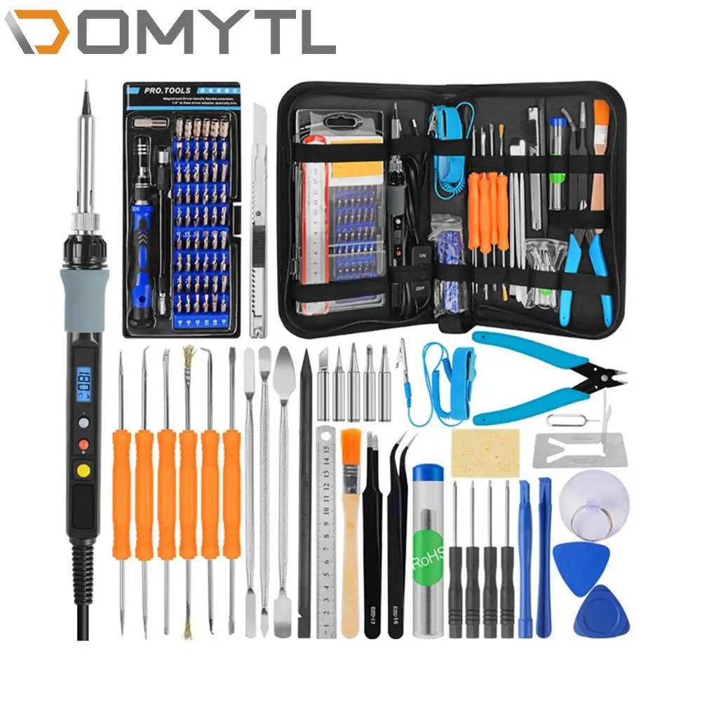 80W LCD Electric Soldering iron 93pcs Adjustable Temperature DIY screwdriver Household Repair Welding Manual Tool Kit Set