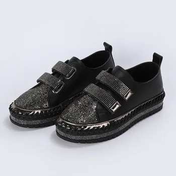 

Women Crystal Flat Shoes 2020 Autumn Fashion Lace Up Ladies Casual Shoes Comfortable Round Toe Platform Sneakers Tenis Feminino