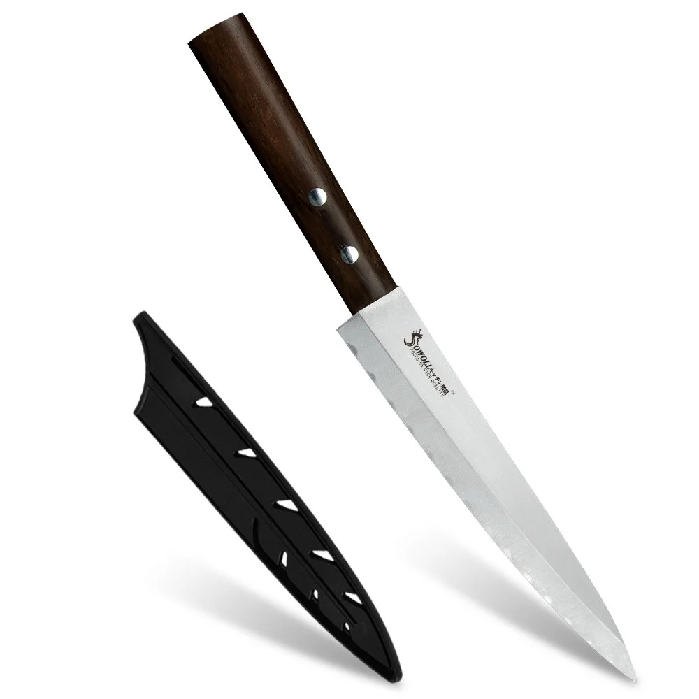 SOWOLL 8 дюймов нож сашими для левой руки нож из нержавеющей стали ручной работы с антипригарной ручкой Monzo кухонные ножи в японском стиле - Color: Right Hand Use 3