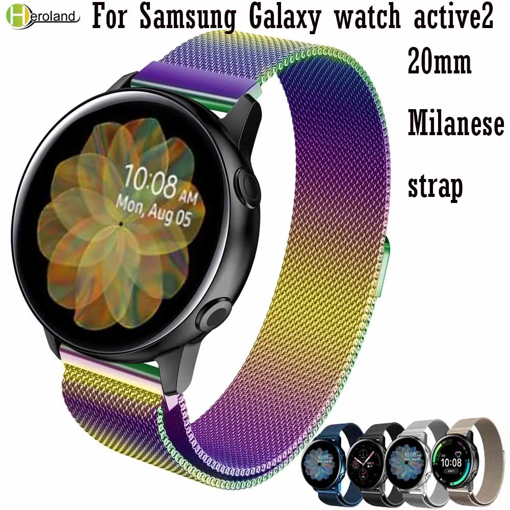 20 мм ремешок из нержавеющей стали Миланская для Samsung Galaxy Watch active2 40 44 мм/Amazfit GTR 42