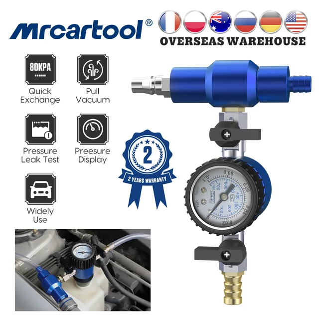 MRCARTOOL Car Coolant Refill Tool Kit Pressure Tester Car Pull Vacuum Radiator Pressure Tester Gauge Water Tank Leakage Detector 1