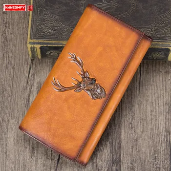 

Women's handmade wallets, women's first layer leather wallets, women's leather wallets, women's long section, large capacity