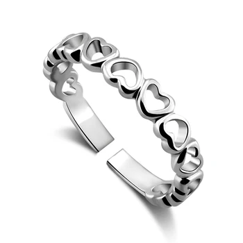 

Fashion silver heart-shaped ring 925 sterling silver ring adjustment A women little thumb rings silver jewelry accessories
