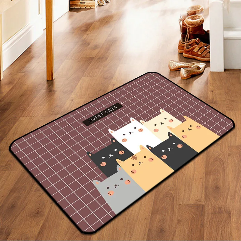 

Northern European-Style Plaid Cat Rug Bedside Living Room Bedroom Teapoy Table Mat Rug Support Customization