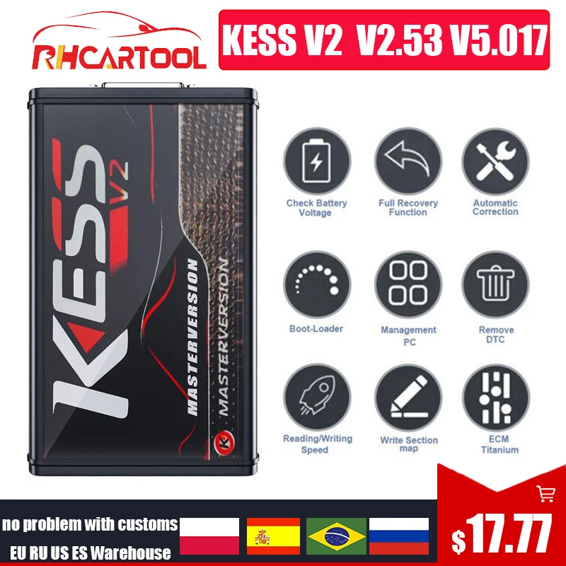 ￡14.12 Obd2 Kess V2 V253 V5017 Eu Red Ecm Titanium Ktag