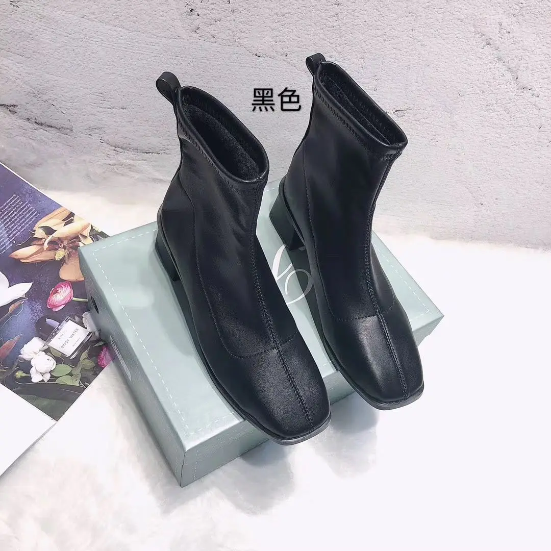 

Small Chunky-Heel Short Boots Tube Single Boots Female 2019 Spring And Autumn Versatile New Style White Martin Boots High Heel S