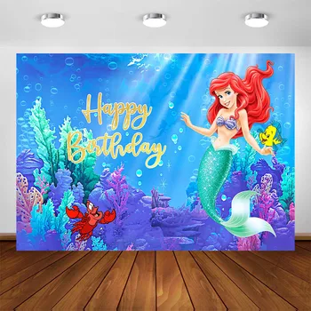 

Little Mermaid Photography Background Custom Under the Sea Ariel Mermaid Bubble Backdrop Birthday Party Decoration Supplies