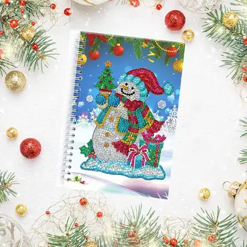 

Diamond Painting Notebook DIY Santa Snowman Xmas Tree Pattern Special Shaped Diamond 50 Pages A5 Sketchbook Cross Stitch Crafts
