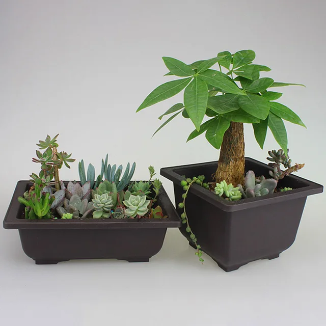 Műanyag Virág Edény Retro Stílusú Szimulációs Lila Homok Edények Bonsai Fa Növény Zamatos Otthoni Kert Pjop - Image 2