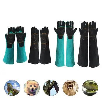 

Pet Gloves For Dog,cat,reptile,animal Handling Long Two-layer Leather Anti-bite Pets Training Protective Gloves Pet Grooming