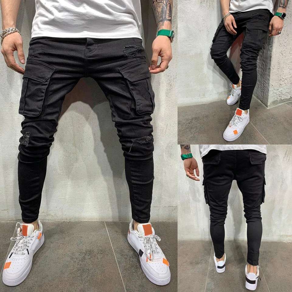 ripped black cargo pants