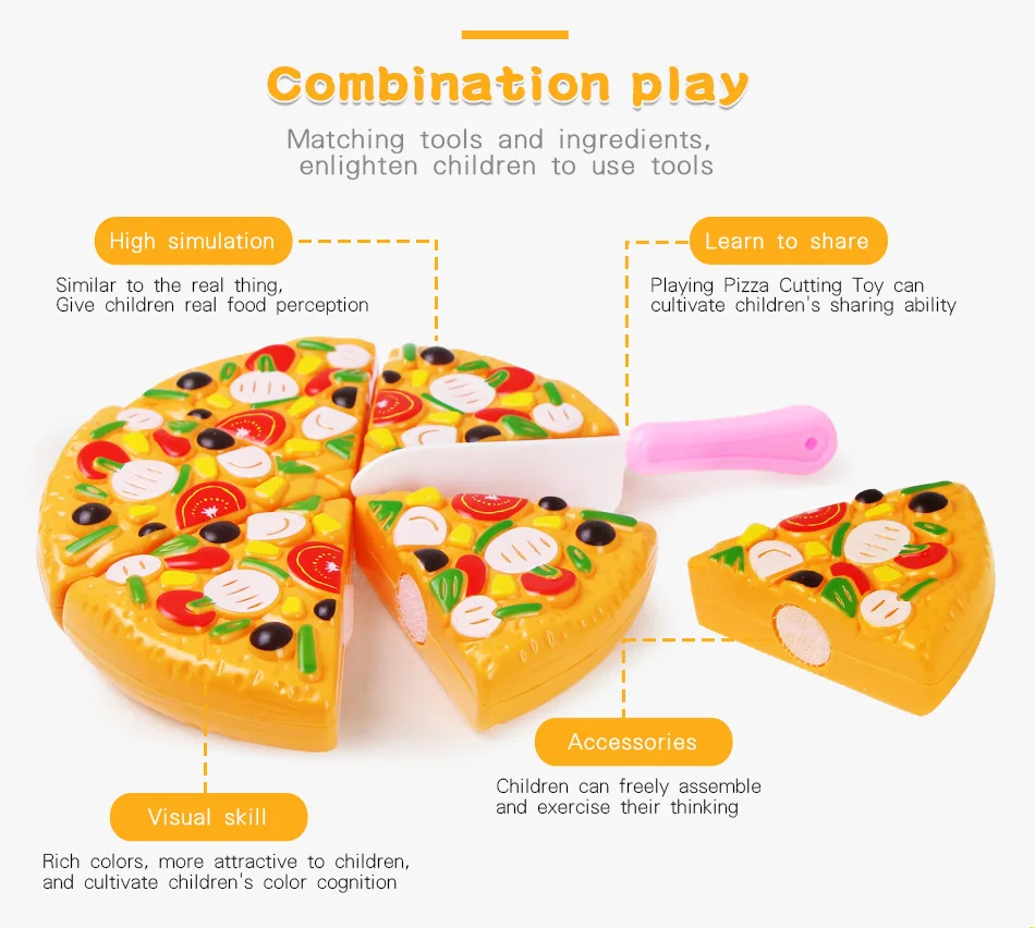 Kids Pretend to Play Toy Plastic Pizza Cutting Educational Toys For Child TDbp