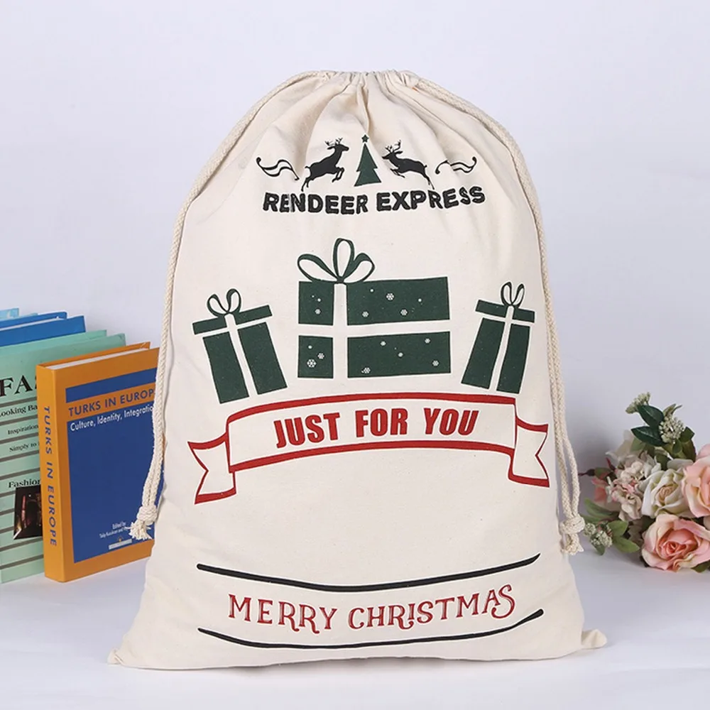 Behogar рождественский стиль подарочная сумочка вечерние Конфеты Подарочная сумка Рождественские упаковочные украшения обертка мешок Рождественский холщевый мешок для хранения
