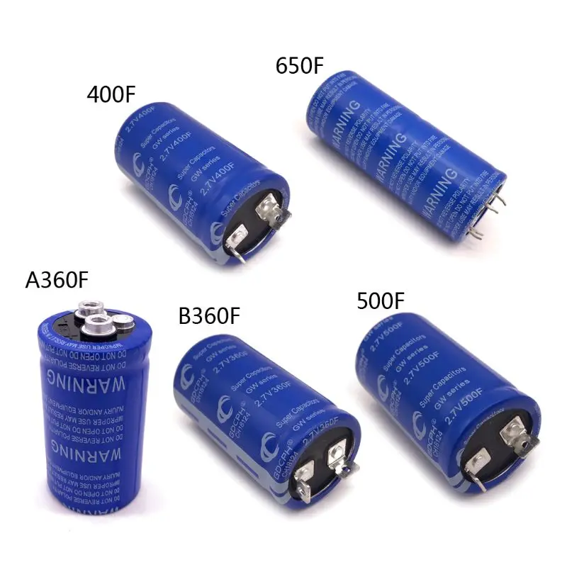 2.7V 360/400/500/650F Super Farad Capacitor High Frequency Low ESR Ultracapacitor for Car Automotive Power Supply Rectifier