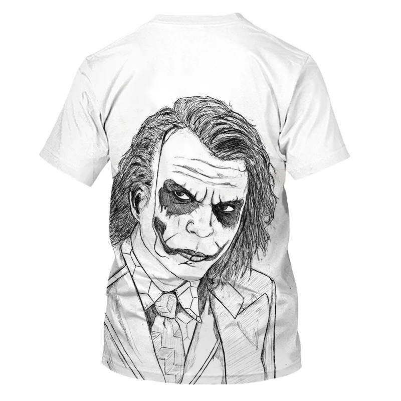 Летняя Повседневная футболка с 3D принтом клоуна, хип-хоп топы для мужчин и женщин, забавная уличная одежда Харадзюку, белая футболка большого размера, качественная футболка