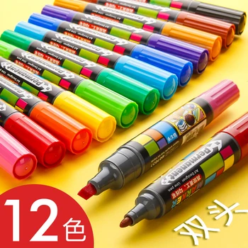 

12 color POP Marker pen double side writing drawing highliter stationery