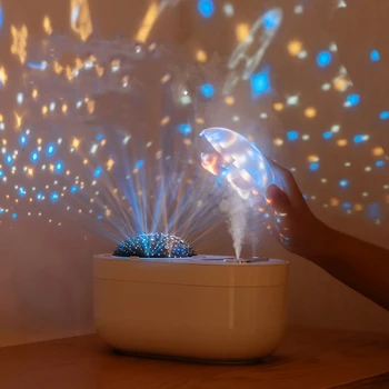 

Air Humidifier Purifier Double Spray Cool Mist 1L Large Capacity with LED Night Lights Projection Humidifie White