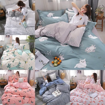 

Cute Cat Bedding Sets Simple Duvet Linens Bed Pattern Size SD14# Sheets Set Queen Set Bed Cover