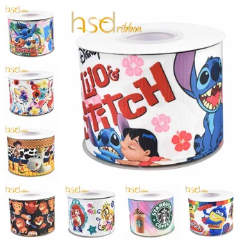 

HSDRibbon 16MM 22MM 38MM 75MM printed Pattern HT Grosgrain Ribbon 50Y/R