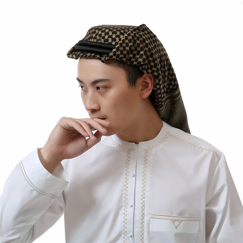 Мусульманмужской мусульманский, арабский хиджаб мусульманская одежда Eid шифон Tangle тюрбан Дубайский платок шарфы для мужчин 135*135 см молитвенные шляпы - Цвет: Color3
