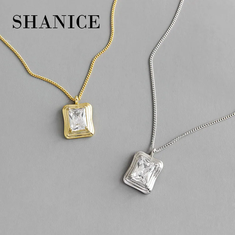 Женское Ожерелье SHANICEKorean из серебра 925 пробы простое геометрическое ожерелье с