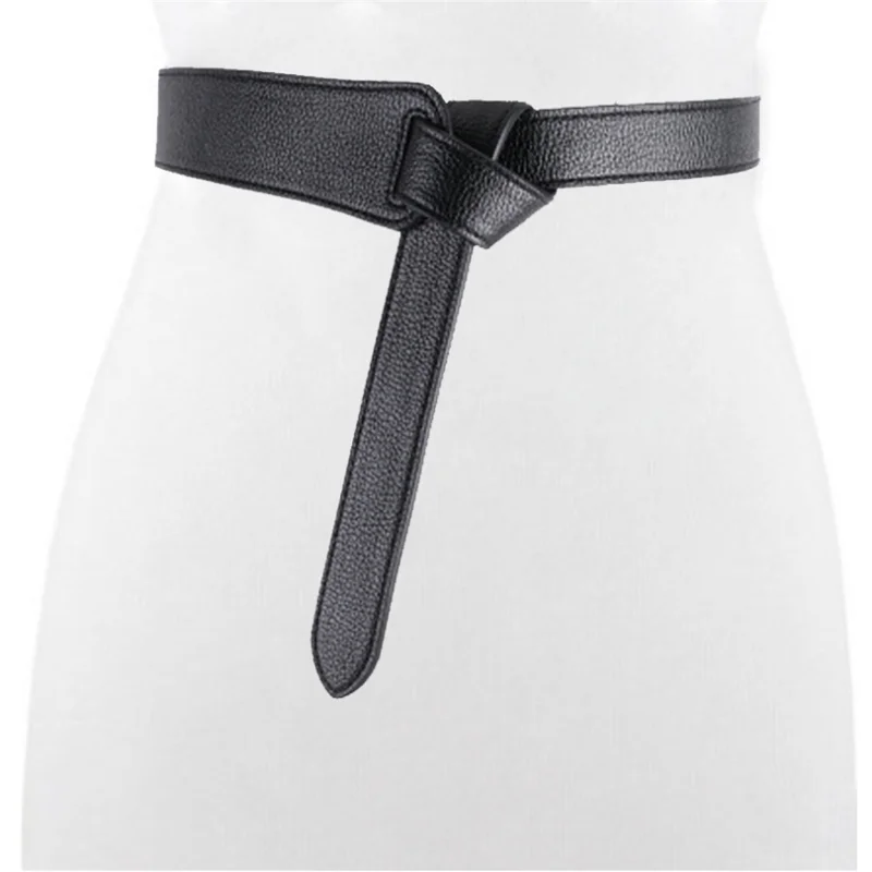 Luxury Female Belt For Women Red Bow Design Thin Pu Leather Jeans